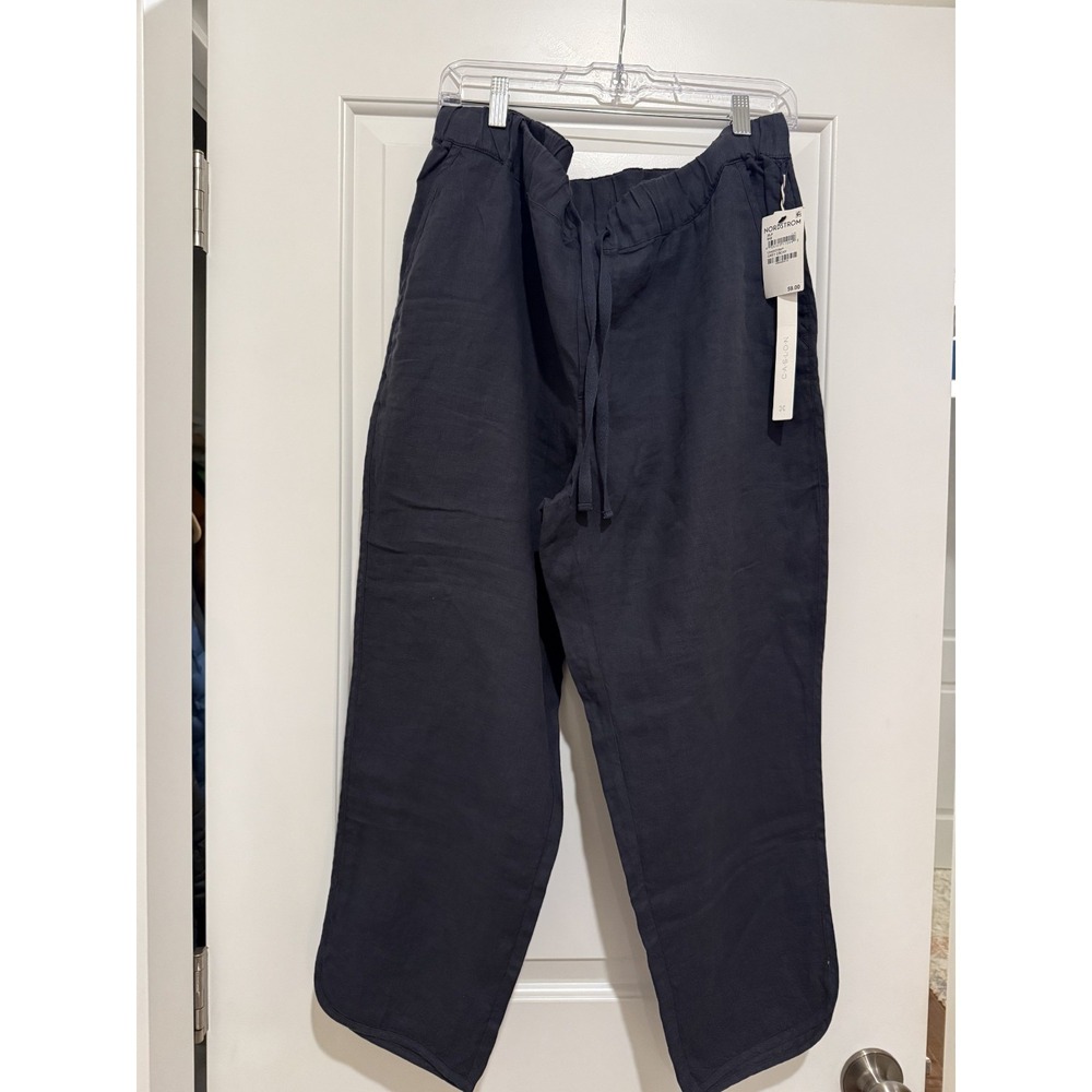 NWT Caslon Linen Blend Tulip Hem Crop Pants Size‎ PXL Gray Ebony